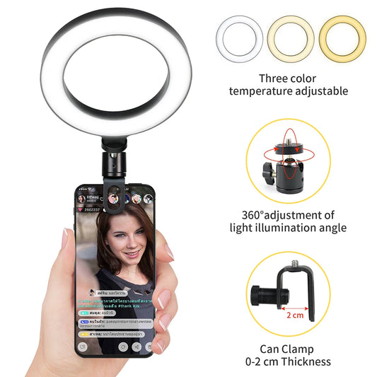 High Quality 16CM Ring LED Light With Clip On